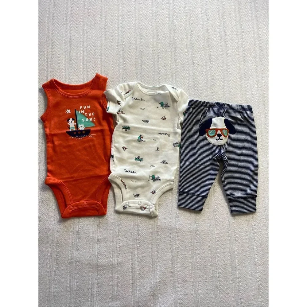 Carter's Baby Boy 3 Month 3-Piece Sailboat Bodysuit & Pants Set
